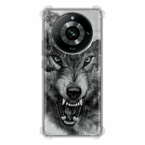 Дизайнерский силиконовый с усиленными углами чехол для Реалме 11 Про / Realme 11 Pro Волк