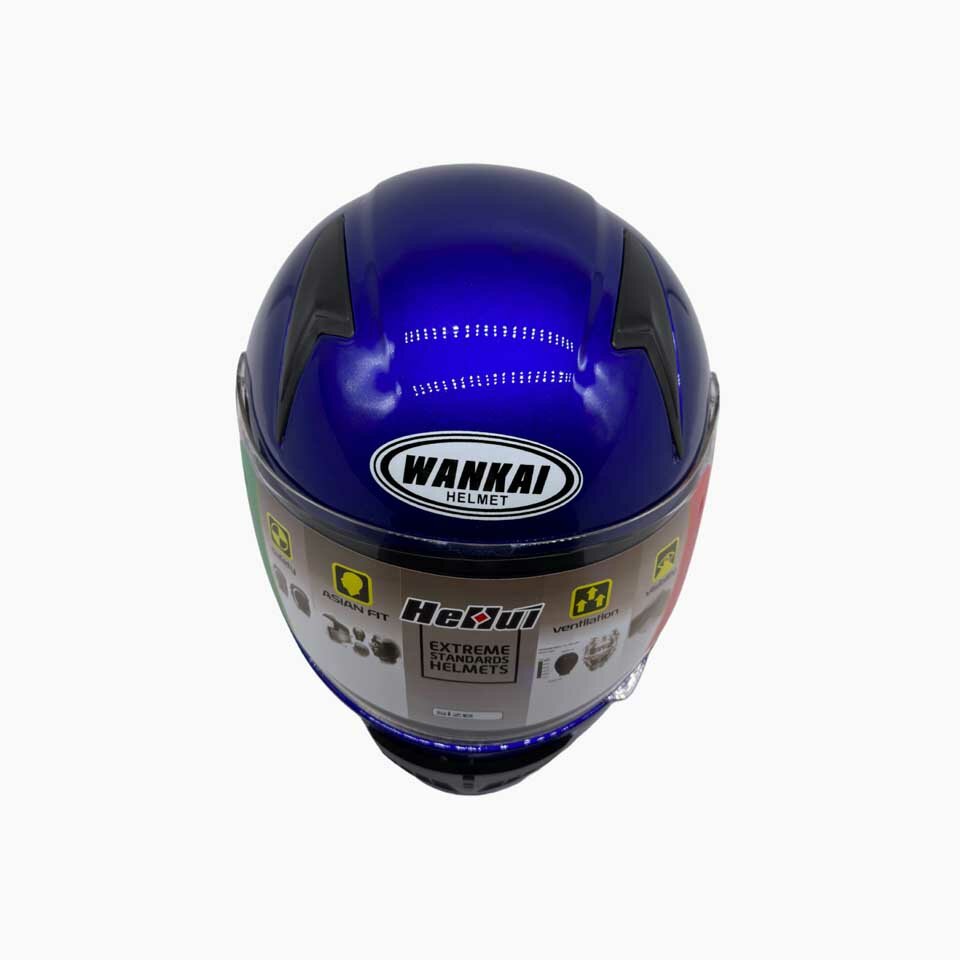 Мотошлем Wankai Helmet (WK-802) синий (интеграл с воротником)