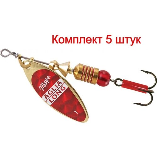 Блесна вращающаяся Mepps AGLIA LONG REDBO, 1Gold, комплект из 5 штук