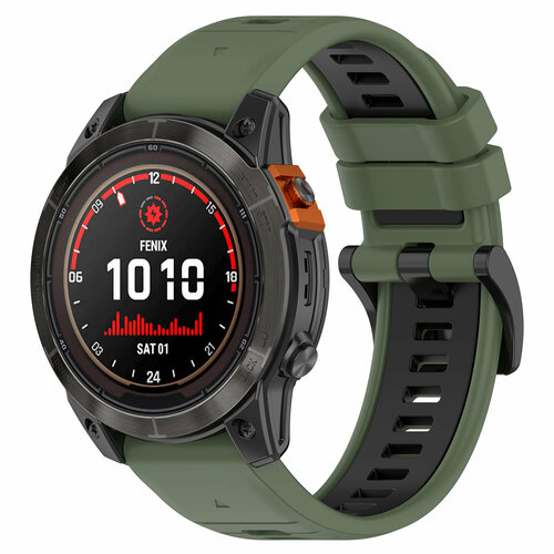 Двухцветный ремешок для Garmin Fenix / Epix / Instinct / Quatix, 22 мм, черно-зеленый