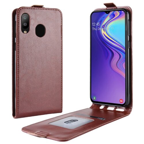 фото Чехол-флип mypads для samsung galaxy m20 sm-m205f (2019) вертикальный откидной коричневый