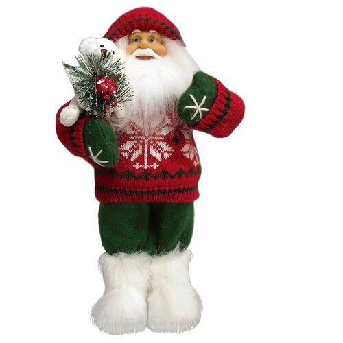 фото Мягкая игрушка "дед мороз в красном свитере с мишкой", 32 см maxitoys