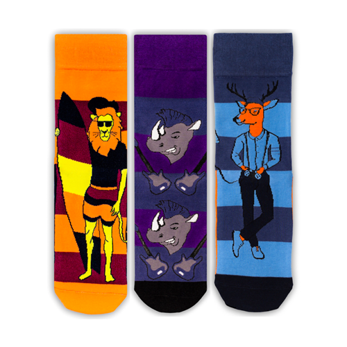 фото Носки Праздничный комплект Tatem socks, 36-40 размер, синий/фиолетовый/оранжевый