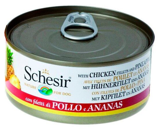 "Schesir" консервы для кошек цыплёнок+ананас 75гр х 12 шт. - фотография № 2