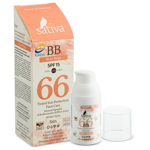 Sativa крем №66 Rose Beige SPF 15, 30 мл