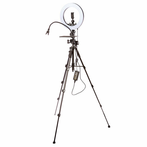 Комплект кольцевой светодиодный осветитель 20Вт 3200-5500K со стойкой-штативом QZSD V5T 574000₽