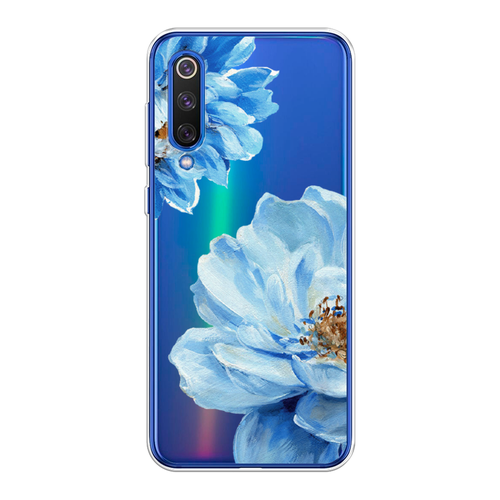 Силиконовый чехол на Xiaomi Mi9 SE / Сяоми Ми 9 SE Голубые клематисы, прозрачный силиконовый чехол на xiaomi mi9 se сяоми ми 9 se крокус прозрачный