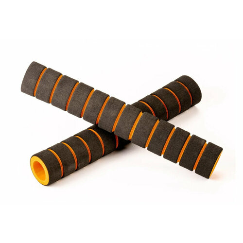 Грипсы неопреновые ручки пара, размер 220x70x35, внутренний диаметр 2.1 см. жёлтый/черный
