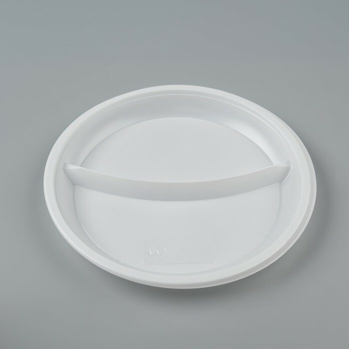 Тарелка одноразовая "2-секционная" белый, диаметр 210 мм (100шт.)