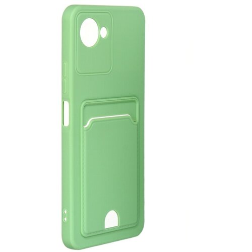 Чехол DF для Realme C30 Silicone с отделением для карты Light Green rmCardCase-01 чехол df для tecno spark 9 pro silicone с отделением для карты gray blue tcardcase 03