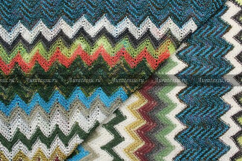 Ткань Джерси Missoni сине-зелёной гамме с добавлением белого, ш120см, 0,5 м