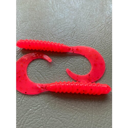 Мягкая силиконовая приманка Твистер (Tail Grub) 7.6 см 8шт Розовый (Clear Pink).