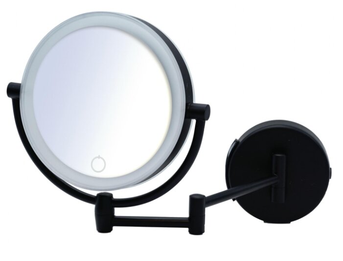 Зеркало косметич. подвесное RIDDER Shuri 1х/5х-увелич. LED сенсор USB чёрный