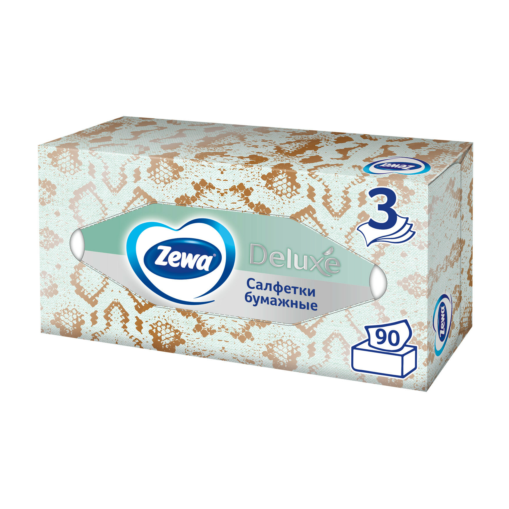 Салфетки косметические ZEWA-Deluxe 28420/3849 3-сл.90шт./уп.