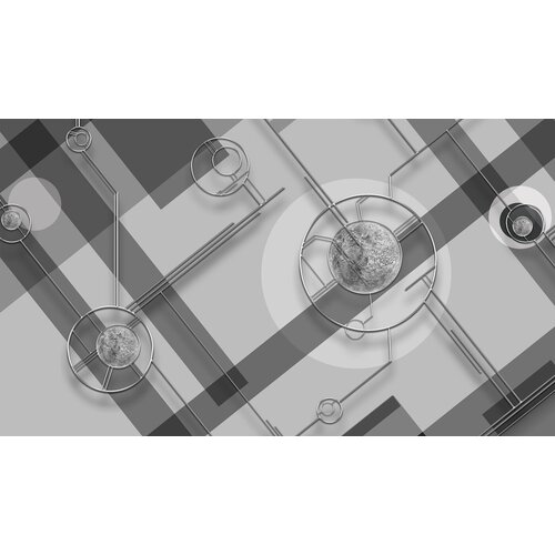 Моющиеся виниловые фотообои GrandPiK Круги серебро. Черно-белые. Лофт, 420х240 см моющиеся виниловые фотообои grandpik круги серебро черно белые лофт 350х280 см