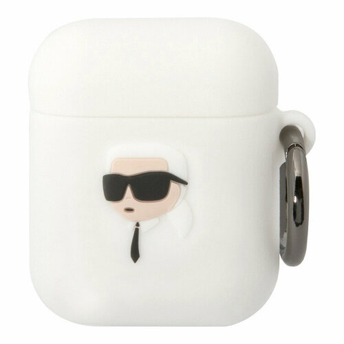 Karl Lagerfeld чехол для Airpods 1/2, Silicone case with ring NFT 3D Karl белый