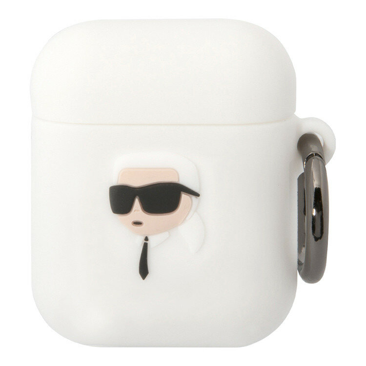 Lagerfeld для Airpods 1/2 чехол Silicone case with ring NFT 3D Karl White