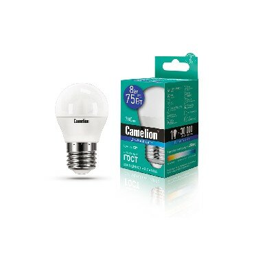 Лампочка CAMELION LED8-G45/865/E27 8 Вт, Е27, белый