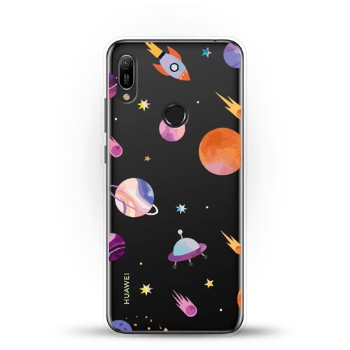 фото Силиконовый чехол узор из планет на huawei y6 (2019) andy & paul