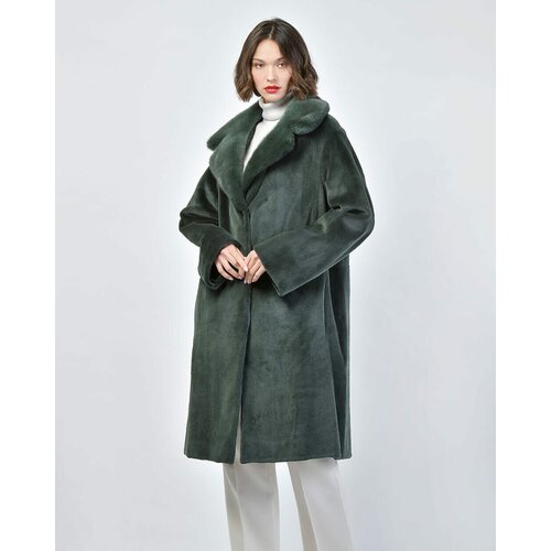 Пальто Gianfranco Ferre, норка, силуэт прямой, пояс/ремень, размер 44, зеленый