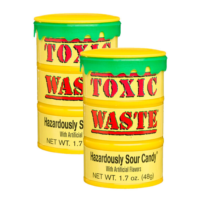 Кислые леденцы Toxic Waste Hazardously Sour Candy (желтая бочка) (США), 42 г (2 шт)