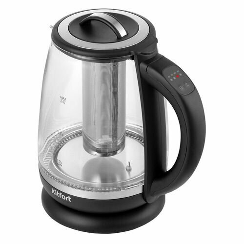 Чайник электрический KitFort КТ-6145 2200Вт черный и серебристый 328500₽