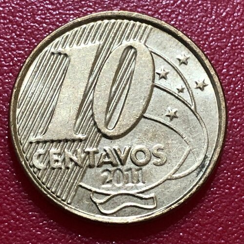 Монета Бразилия 10 сентаво 2011 год #2-5 монета бразилия 25 сентаво 1998 год 5 12