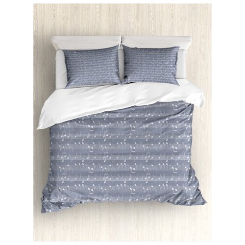 фото Комплект постельного белья "представь музыку" (пододеяльник+2 наволочки), евро (200x220 см) ambesonne