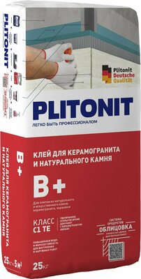 Плитонит В+ Клей для плитки/ керамогранита/ камня (класс С1 ТЕ) 25 кг/ PLITONIT В+