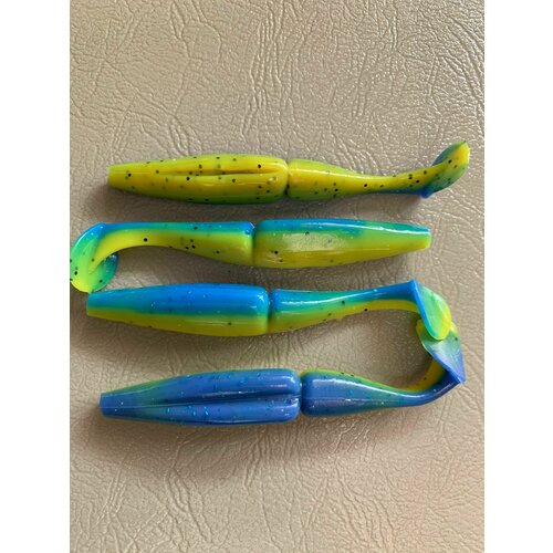 Мягкая силиконовая приманка Савамура (River Shad)105мм,4шт. Голубой зеленый (Summer day).