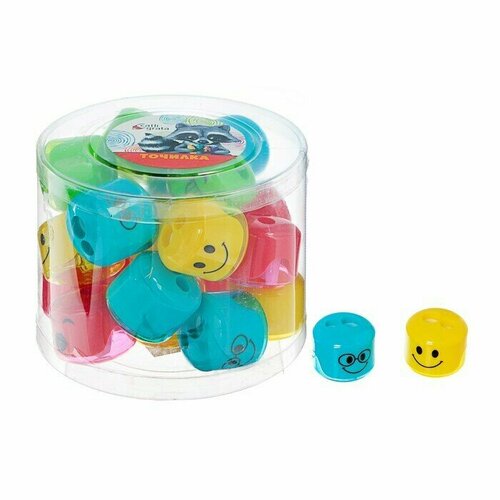 Точилка с контейнером Смайл двойная 24 шт 3370₽