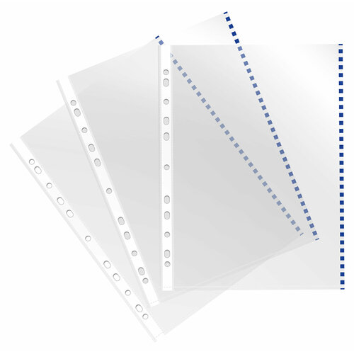 Набор из 60 штук Папка-вкладыш Бюрократ Премиум -013BKAN2BLUE глянцевые А4+ 30мкм синий край (упак:50шт)