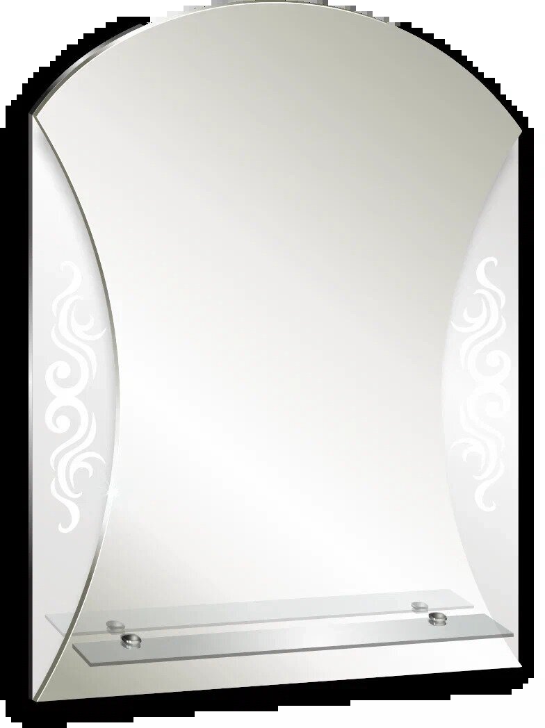 Зеркало MIXLINE "Спирея" 600*785 (ШВ) с полкой/пескоструйный рисунок - фотография № 3