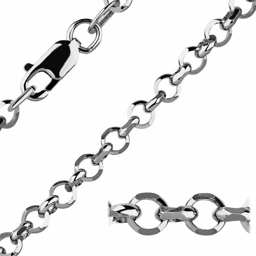 Браслет-цепочка Юверос Браслет серебряный, серебро, 925 проба, родирование, длина 19 см., серебристый