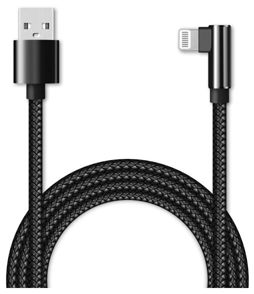 Jet.A (JA-DC45 1м Black) Кабель USB 2.0 AM -)Lightning 1м, Г-образный коннектор