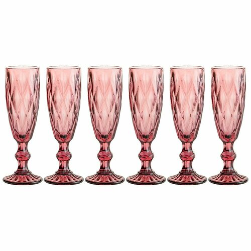 Набор бокалов для шампанского Ромбо розовый
