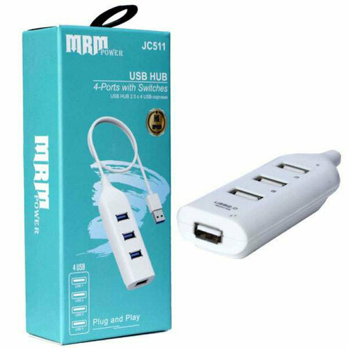 USB-разветвитель (Хаб) JC511 4USB Ports 2.0 (White)