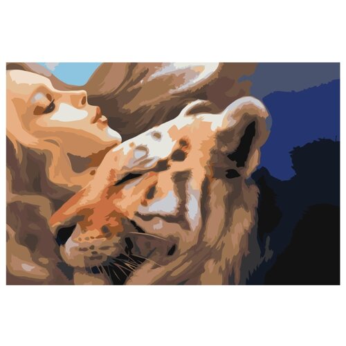 Девушка с тигром Раскраска картина по номерам на холсте