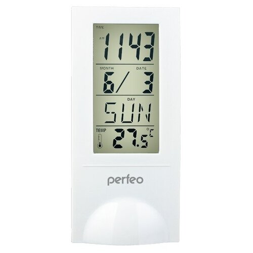 фото Часы с термометром perfeo glass (pf-sl2098) белый