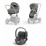 Коляска 3 в 1 NEW Cybex PRIAM IV Mirage Grey шасси Matt Black с автолюлькой Mirage Grey (Plus) - изображение