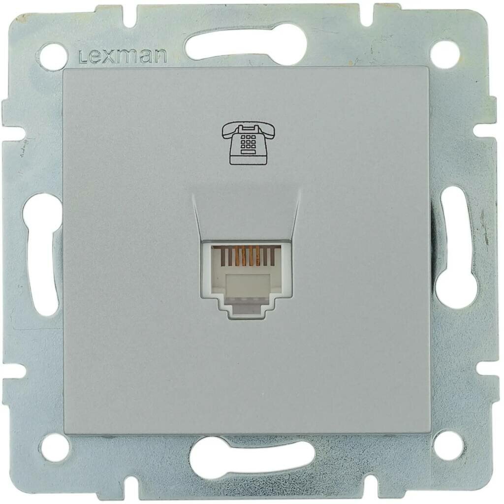 Телефонная розетка встраиваемая Lexman Виктория RJ11 цвет матовое серебро