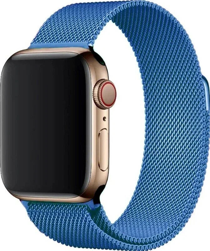 Ремешок миланcкий из нержавеющей стали для Apple Watch 42/44/45/49мм (12) синий на магните