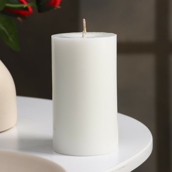 фото Свеча-цилиндр гладкая,6х10 см, пальмовый воск, белая, 20 ч 9889589