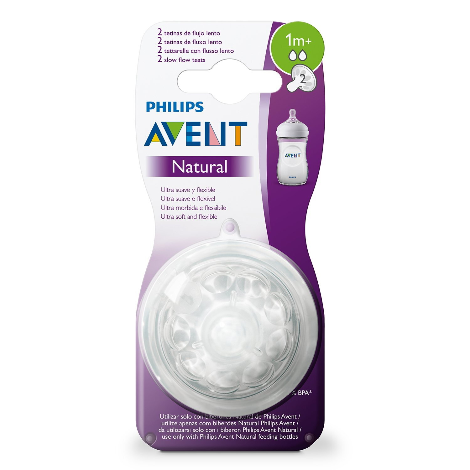 Соска силиконовая Philips Avent Natural, от 1 мес., медленный поток, 2 шт. (SCF042/27) - фото №14