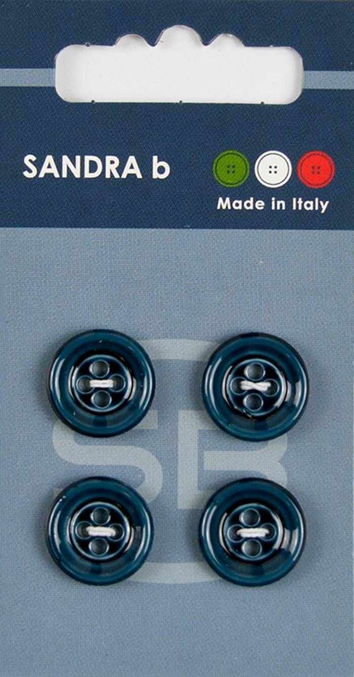 Пуговицы Sandra b, круглые, керамические, синие, 4 шт, 1 упаковка