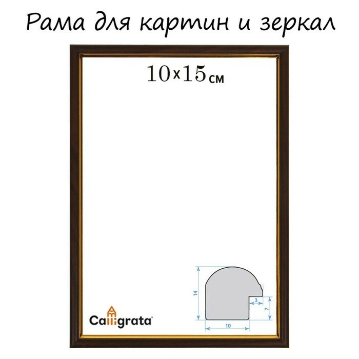Рама для картин (зеркал) 10 х 15 х 1,2 см, пластиковая, Calligrata PKM, бук (арт. 9623553)