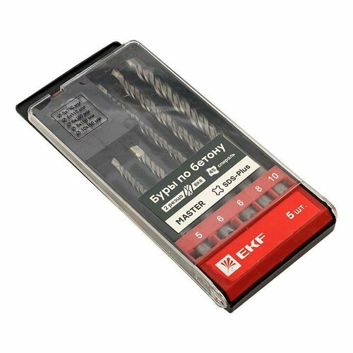 Набор буров по бетону SDS-plus 5110 6110 6160 8160 10160 2 резца 4S спираль Master EKF db-h5-2x4 440₽