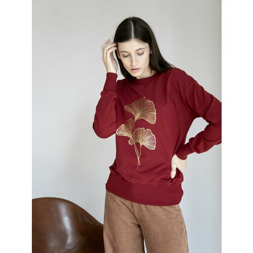 Свитшот PIVOT, силуэт прямой, открытые плечи, размер 40, бордовый