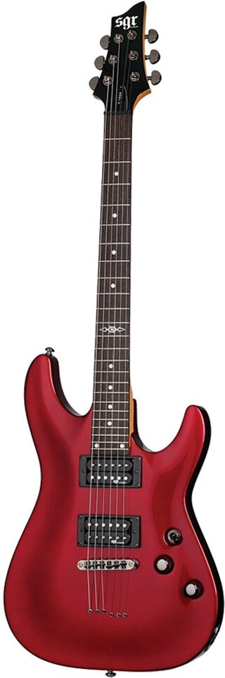 SCHECTER SGR C-1 M RED - электрогитара, 24 лада (medium), с чехлом. Корпус: липа. Гриф: клен (винтовое крепление к корпусу). Накладка грифа: палисандр. Звукосниматели: H/H (SGR by Schecter Diamond Plus). Переключатель звукоснимателей: 3-х позиционный. Рег