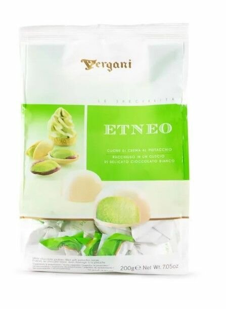 Конфеты Итальянские Vergani Pralina Pistacchio, пралине из белого шоколада с начинкой из фисташкового крема 54%, 200г - фото №2